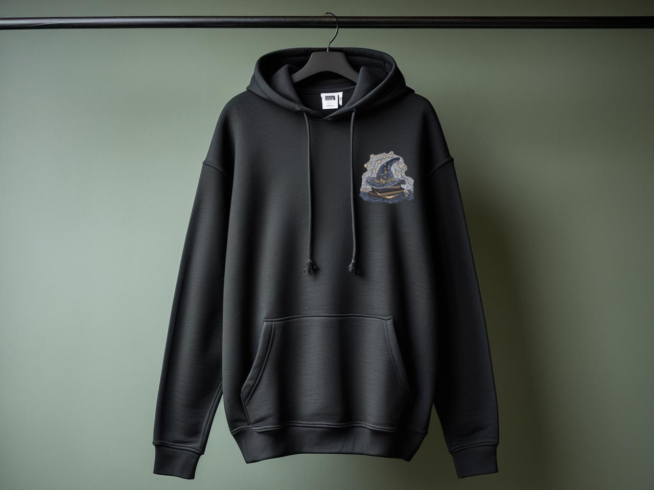 Sweat à capuche brodé thème sorcellerie