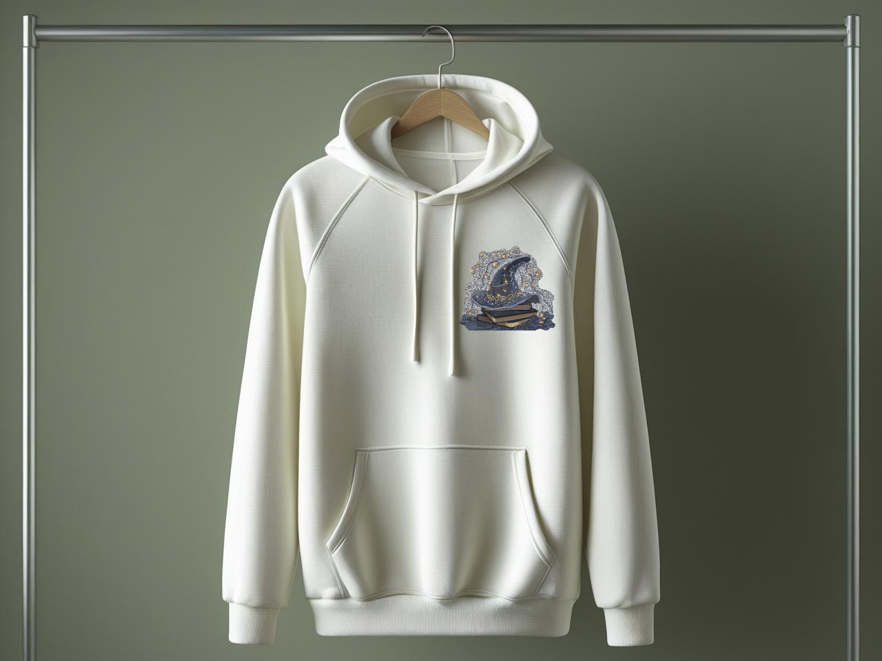 Sweat à capuche brodé thème sorcellerie