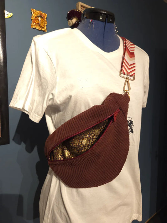 Sac banane velours côtelé