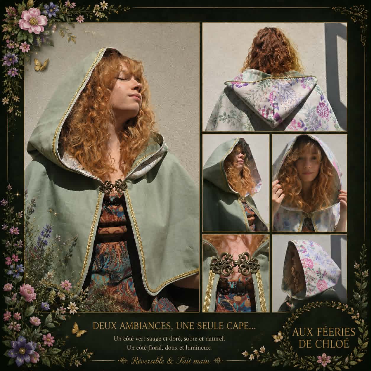 ✨ Cape réversible – Taille unique