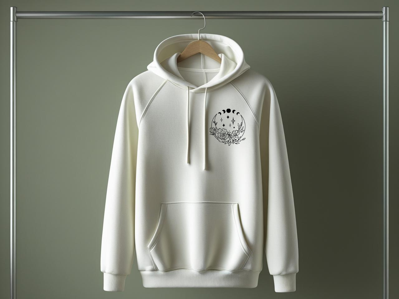 Sweat à capuche brodé thème sorcellerie.