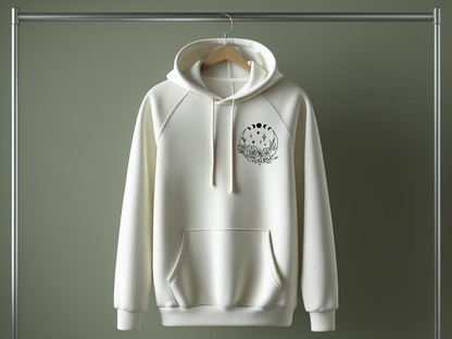 Sweat à capuche brodé thème sorcellerie.