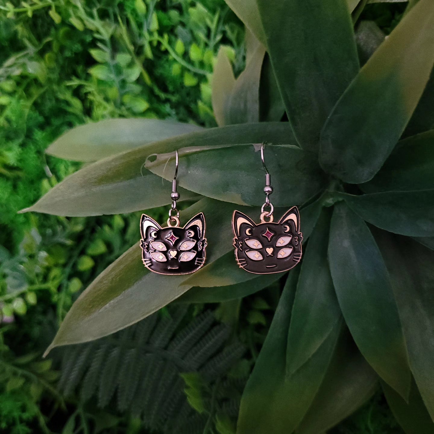 Boucles d'oreilles chat sorcier