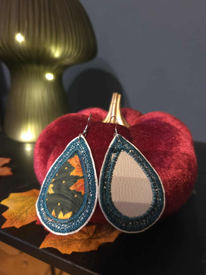 Boucles d’oreilles en broderie.
