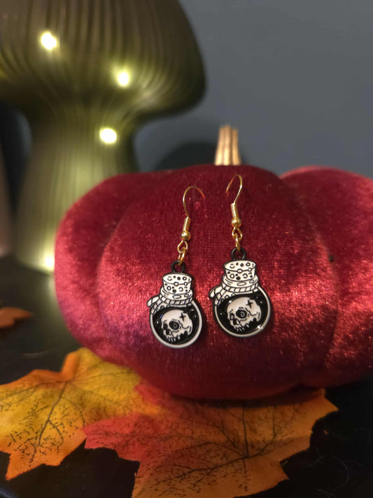 boucles d'oreilles bouteille poison