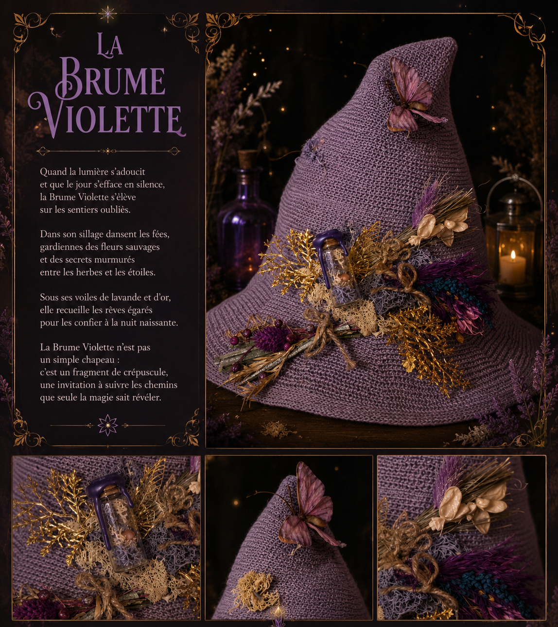 Chapeau " la brume violette "