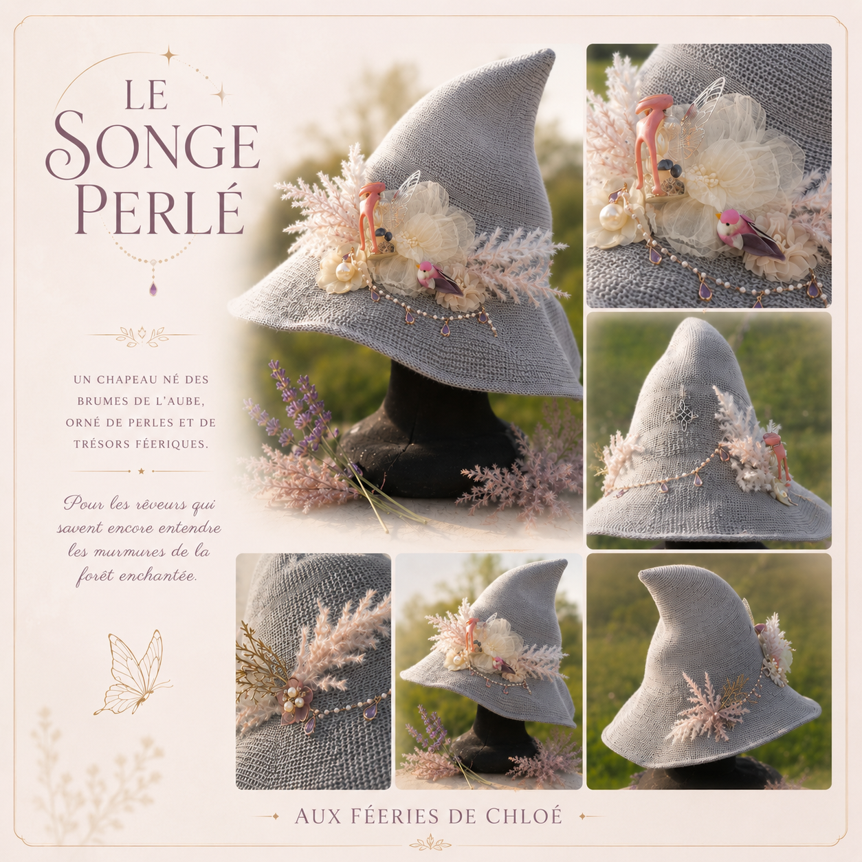 Chapeau " le songe perlé "